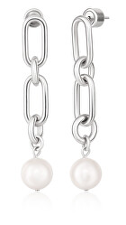 Fashion oceľové náušnice s perlami LJ1733