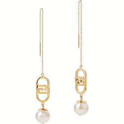 Okouzlující pozlacené náušnice s perlou Fashion LJ2210