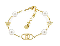 Bracciale placcato in oro con cristalli e perle finte Fashion LJ2637