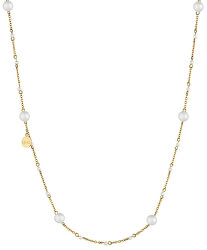 Pozlacený ocelový náhrdelník s perličkami LJ1503