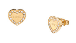 Cercei romantici placați cu aur cu zirconi Heart LJ2175