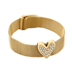 Stilvolles vergoldetes Mesh Armband mit Herzen Symbols LJ1868