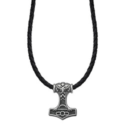 Dizajnový čierny kožený náhrdelník Dark Style LS2106-1 / 1
