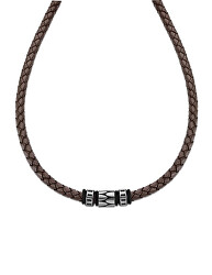 Hnedý kožený náhrdelník pre mužov Dark Style LS2068-1 / 1