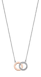 Ocelový bicolor náhrdelník se zirkony Woman Basic LS1913-1/2