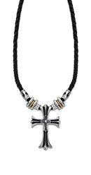 Pánsky kožený náhrdelník s krížikom Dark Style LS2074-1 / 2