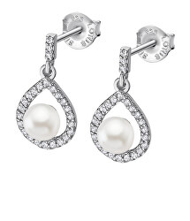 Eleganti orecchini in argento con zirconi e perle LP3198-4/1
