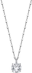 Colier elegant din argint cu zirconi transparenți LP2005-1/1 (lanț, pandantiv)
