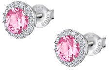 Okouzlující stříbrné náušnice s čirými a růžovými krystaly Swarovski LP2008-4/2