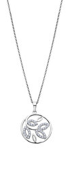 Třpytivý stříbrný náhrdelník se zirkony LP3068-1/1 (řetízek, přívěsek)