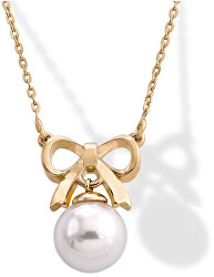 Stříbrný náhrdelník s perlou a mašličkou 15300.01.1.000.010.1