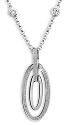 Elegantný strieborný náhrdelník so zirkónmi WYDBK-N (retiazka, prívesok)