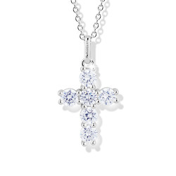 Půvabný stříbrný náhrdelník Křížek s kubickými zirkony M00541 (řetízek, přívěsek)