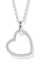 Stříbrný náhrdelník se zirkony Srdce M43086 (řetízek, přívěsek)