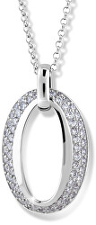 Třpytivý náhrdelník ze stříbra se zirkony M45006 (řetízek, přívěsek)