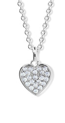 Csillogó ezüst szív nyaklánc M43084 (lánc, medál)
