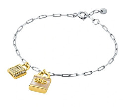 Stylový bicolor náramek se zirkony a perletí Premium MKC1742TL931