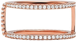 Třpytivý růžově pozlacený prsten se zirkony MKC1113AN791