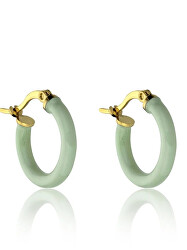 Cercei rotunzi placați cu aur cu email Laura Green Earrings MCE23148G