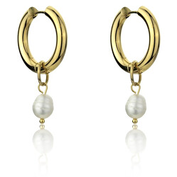 Cercei placați cu aur cu perle Alexandria White Earrings MCE23118G