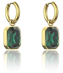 Cercei placați cu aur cu pietre verzi Royalty Green Earrings MCE23151G