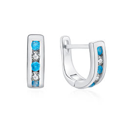 Eleganti orecchini in argento con zirconi trasparenti e azzurri E0000179