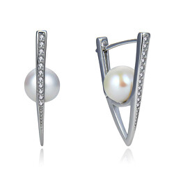 Elegantní stříbrné náušnice s říčními perlami EP000138