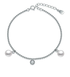 Elegantný strieborný náramok s perlami BP000025