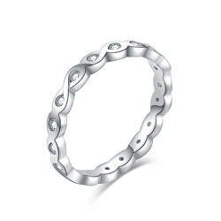 Elegantní stříbrný prsten s čirými zirkony R00019