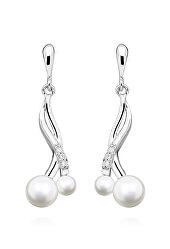 Cercei din argint de lux cu perle adevarate si zirconii EP000172