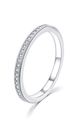 Minimalistický stříbrný prsten se zirkony R00020