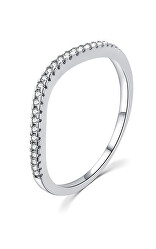 Minimalistický stříbrný prsten se zirkony R00023