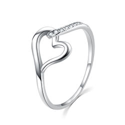 Očarujúce strieborný prsteň so zirkónmi Srdce R00019