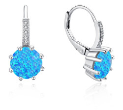 Pôvabné strieborné náušnice s modrými opálmi E0000599