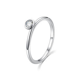 Půvabný stříbrný prsten s čirým zirkonem R00019