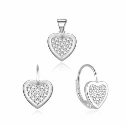 Romantická stříbrná sada šperků Srdce S0000272 (přívěsek, náušnice)