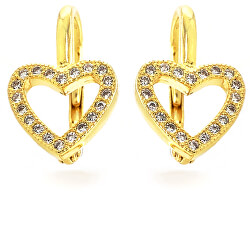 Romantische vergoldete Ohrringe mit Zirkonen Herzen E0001970