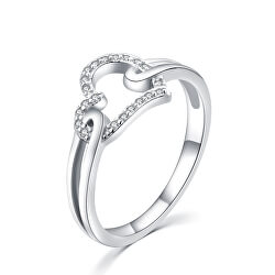 Romantický strieborný prsteň so zirkónmi Srdce R000210