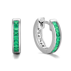 Stříbrné kruhové náušnice s zelenými zirkony E0002911