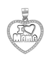 Pandantiv inimă din argint cu zirconi I Love Mama P0000837