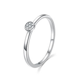 Csillogó ezüst gyűrű átlátszó cirkónium kővel R00020