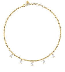 Elegantní pozlacený náhrdelník s přívěsky Baguette SAVP01