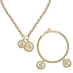Exkluzivní pozlacená sada šperků Love SOR29 (náhrdelník + náramek)