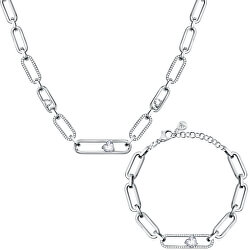 Luxusní ocelová sada šperků 1930 SATP25 (náramek, náhrdelník)