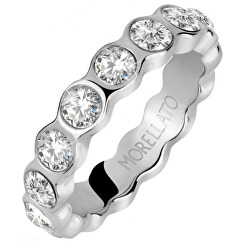 Moderní ocelový prsten s čirými krystaly Cerchi SAKM41