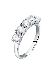 Moderní stříbrný prsten s čirými zirkony Scintille SAQF141