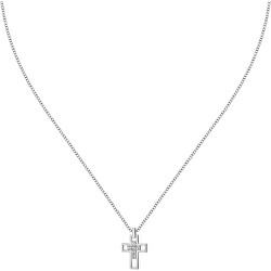 Nadčasový stříbrný náhrdelník Kříž se zirkony SATT12
