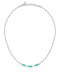 Ocelový bicolor náhrdelník s korálky Colori SAXQ05