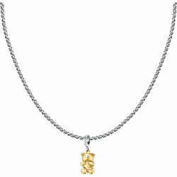 Ocelový bicolor náhrdelník s medvídkem Drops SCZ1326