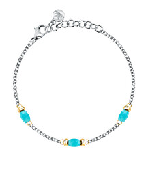 Bicolor-Stahlarmband mit Perlen Colori SAXQ16